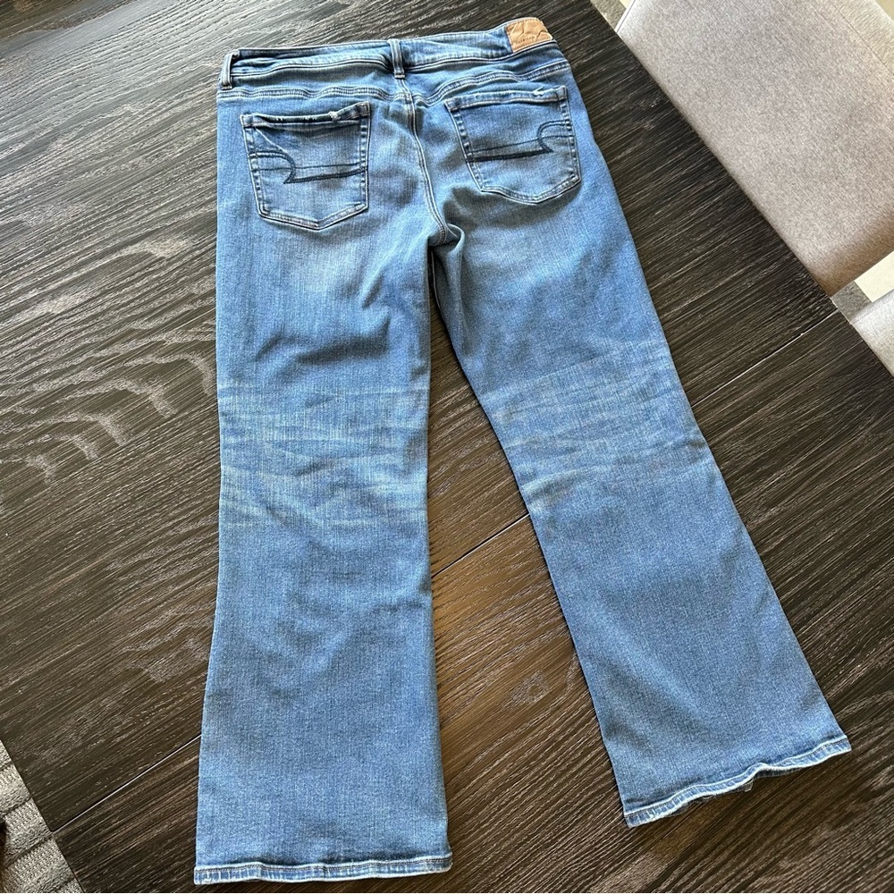 American Eagle Favorite Boyfriend Lowrise Wideleg Stretch Blue Jean, 12S - Picture 12 of 13